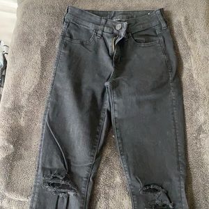 american eagle black skinny ripped jeans